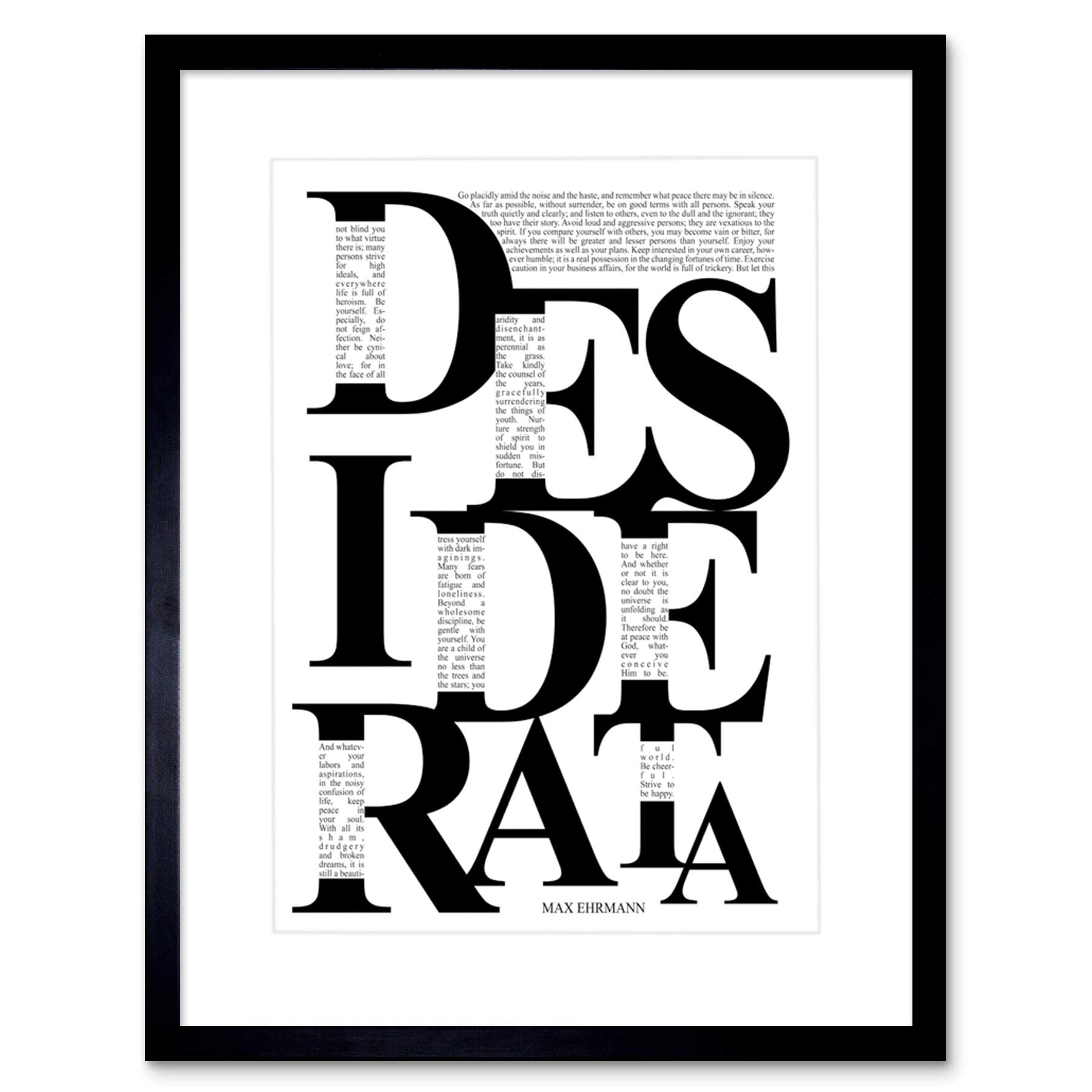 Wee Blue Coo Quote Desiderata Ehrmann Typography Motivation Framed Wall Art Print