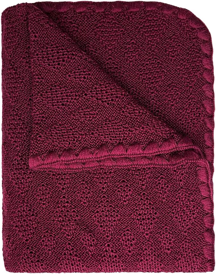 Ecoable Baby Warm Blanket: Washable Merino Wool Receiving Thermal Blanket, 31x40 inches (Cassis)