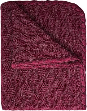 Ecoable Baby Warm Blanket Washable Merino Wool Receiving Thermal Blanket, 31x40 inches Cassis