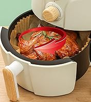 Vista 4 de Forros de papel pergamino para freidora de aire, 50 piezas de papel pergamino redondo antiadherente, resistente al aceite, desechable de grado