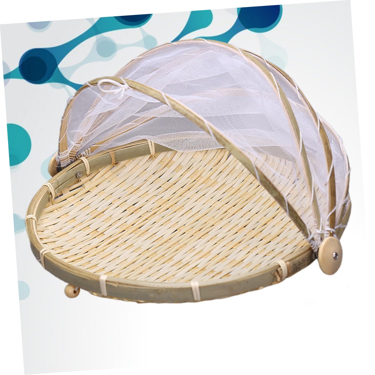 OFFSCH 1Pc Handmade Picnic Basket Dustproof Gauze Cover Hand Woven Bread Holder for Fruits and Vegetables S Storage