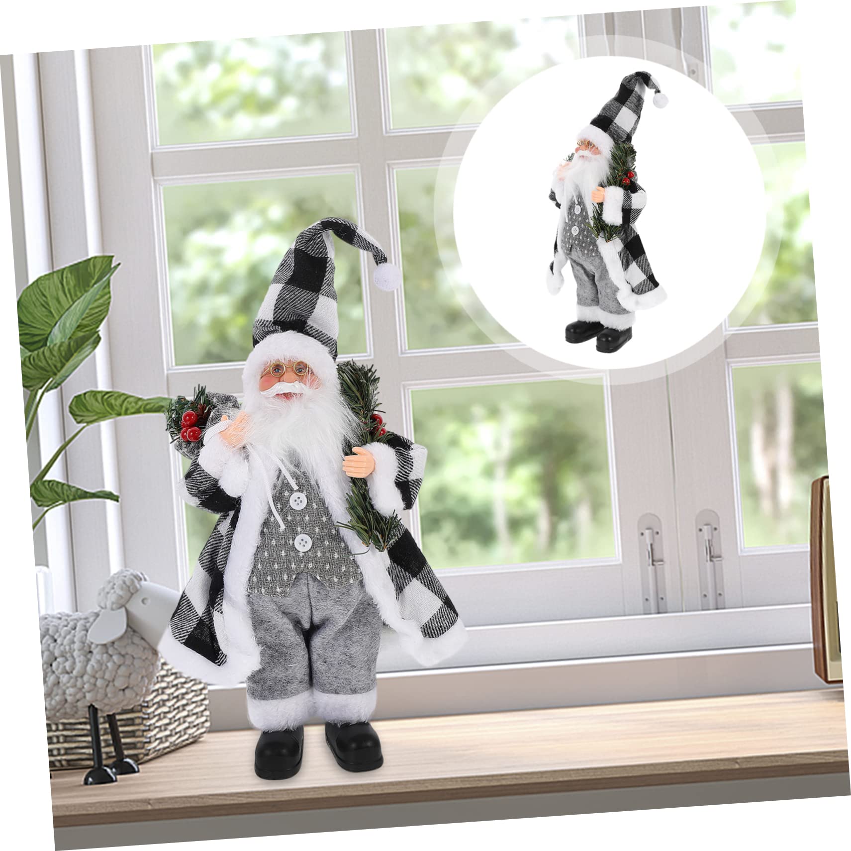 Abaodam Statuina di Babbo Natale Decorativa da Tavolo Statua Natalizia da Collezione Oggetto di Scena per Feste di Natale