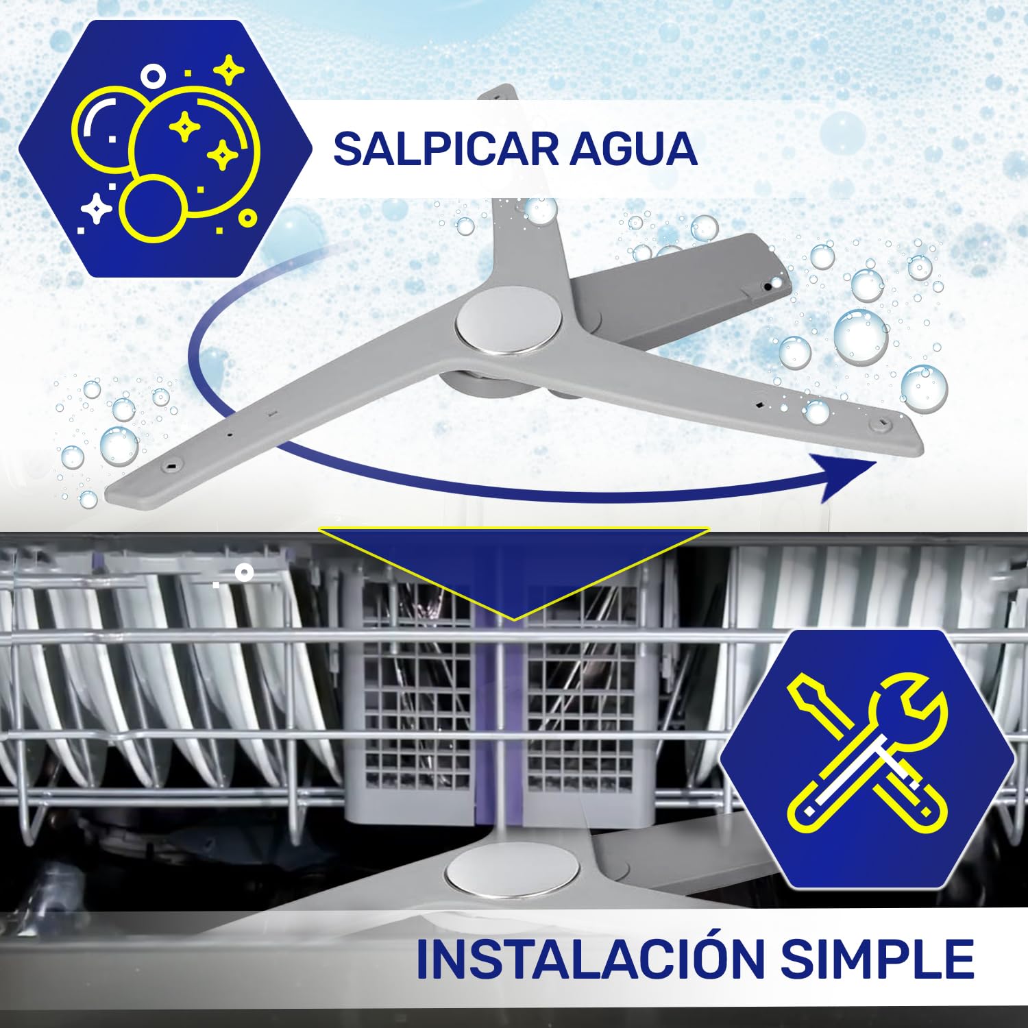 Brazo Rociador Inferior para Lavavajillas 1517350100 1517350200 para Beko | Garantía de 10 Años - MONTERAL