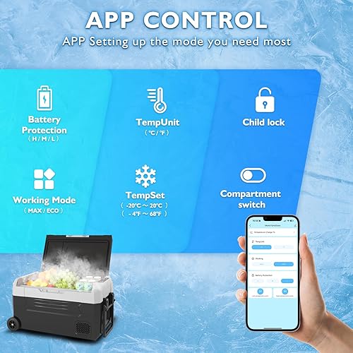 Miniatura 2 de SHAREWIN Refrigerador de 12 voltios, enfriador eléctrico de 58 cuartos (55 L) 1224 V CC y 110-240 V CA refrigerador para automóvil (-8   68 ) con