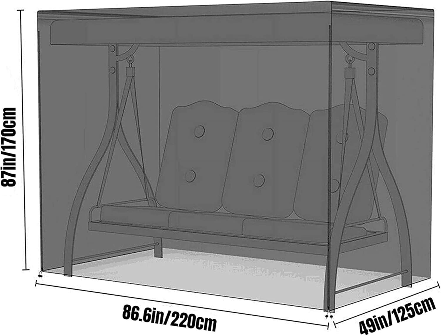 Patio Swing Cover Oxford Cloth Outdoor Furniture Cover Canopy Swing Chair Protector All Weather Protection Swing Canopy Cove with Zip Closure