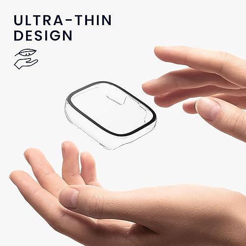 Vista 4 de kwmobile Funda compatible con Xiaomi Redmi Watch 3 Active/Redmi Watch 3 Lite Covers - Vidrio templado 2X con marco de plástico - Transparente