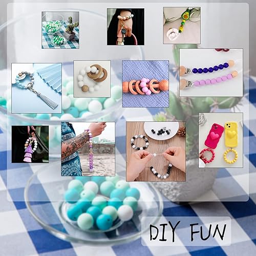 Miniatura 6 de 100 cuentas de silicona cuentas de silicona de 0591in y 0472in cuentas redondas de silicona negras para hacer llaveros cuentas de silicona focales