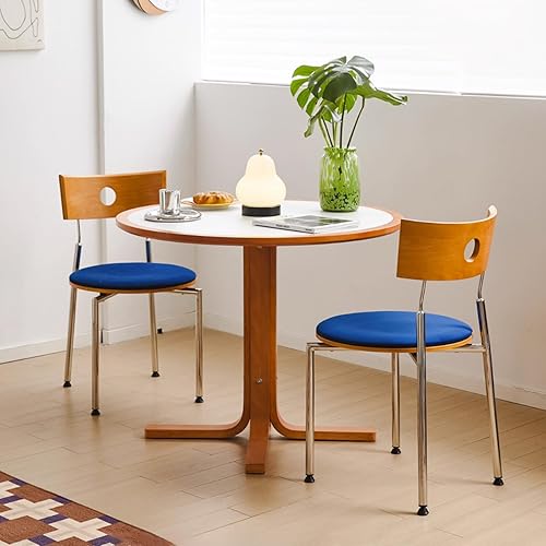 Miniatura 3 de Stackable Dining Chairs Set, Kitchen Chair with Curved Backrest, Upholstered Living Room Chair, Occasional Seat Dining Room Chairs with Metal