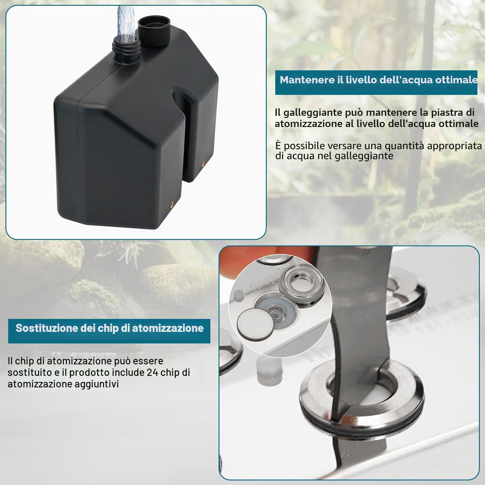 6400 ML/H Nebulizzatore Ad Ultrasuoni, 8 Teste Mist Maker Fogger con Alimentatore da 350w E Boa in Plastica, Generatore di Nebbia in Acciaio Inossidabile, per Fontana, Gazebo, Giardino