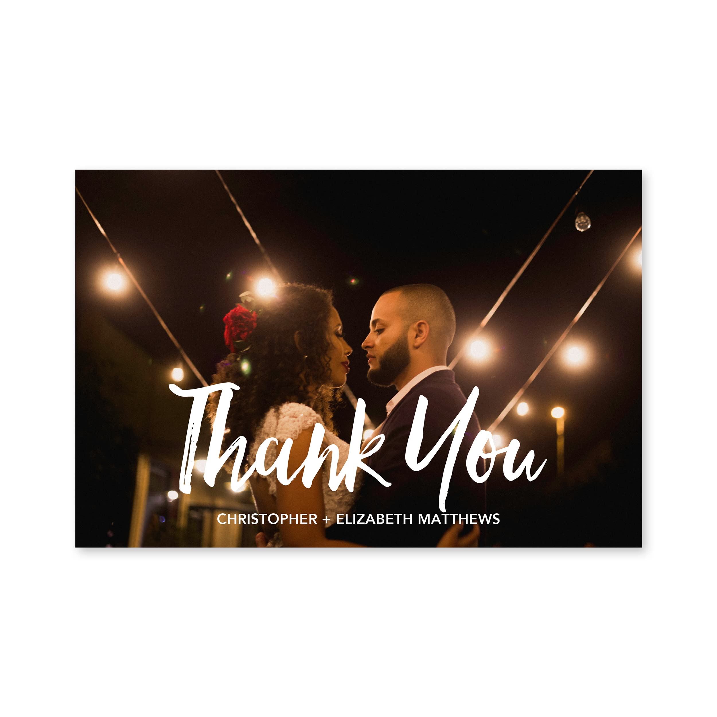 WEDDINGSTAR Custom Printed Photo Thank You Cards - Handwritten Elegance - Horizontal (Pack of 45)