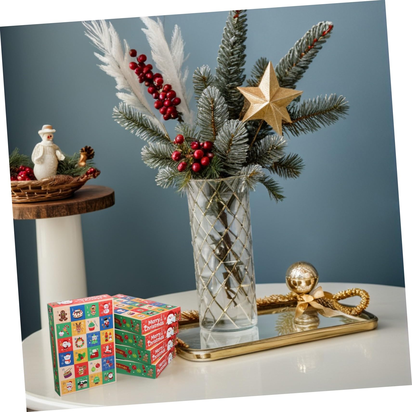 Didiseaon 5pezzi Scatola Dell'avvento da Riempire Scatole Regalo Dell'avvento Vuote Scatole di Carta per Calendario di Natale da Riempire per Vacanze Scatola per Conto alla Rovescia