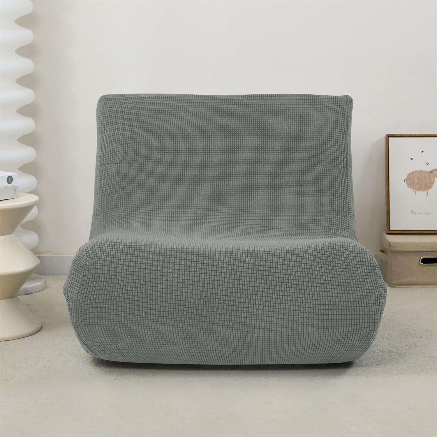 Mateju Copridivano Senza Braccioli Elasticizzato, Jacquard Pigro Copridivano Fodera per Sedia 1 Posti | Antiscivolo Sofa Protettore per Soggiorno Sedia Hotel Salotto -Grigio Scuro