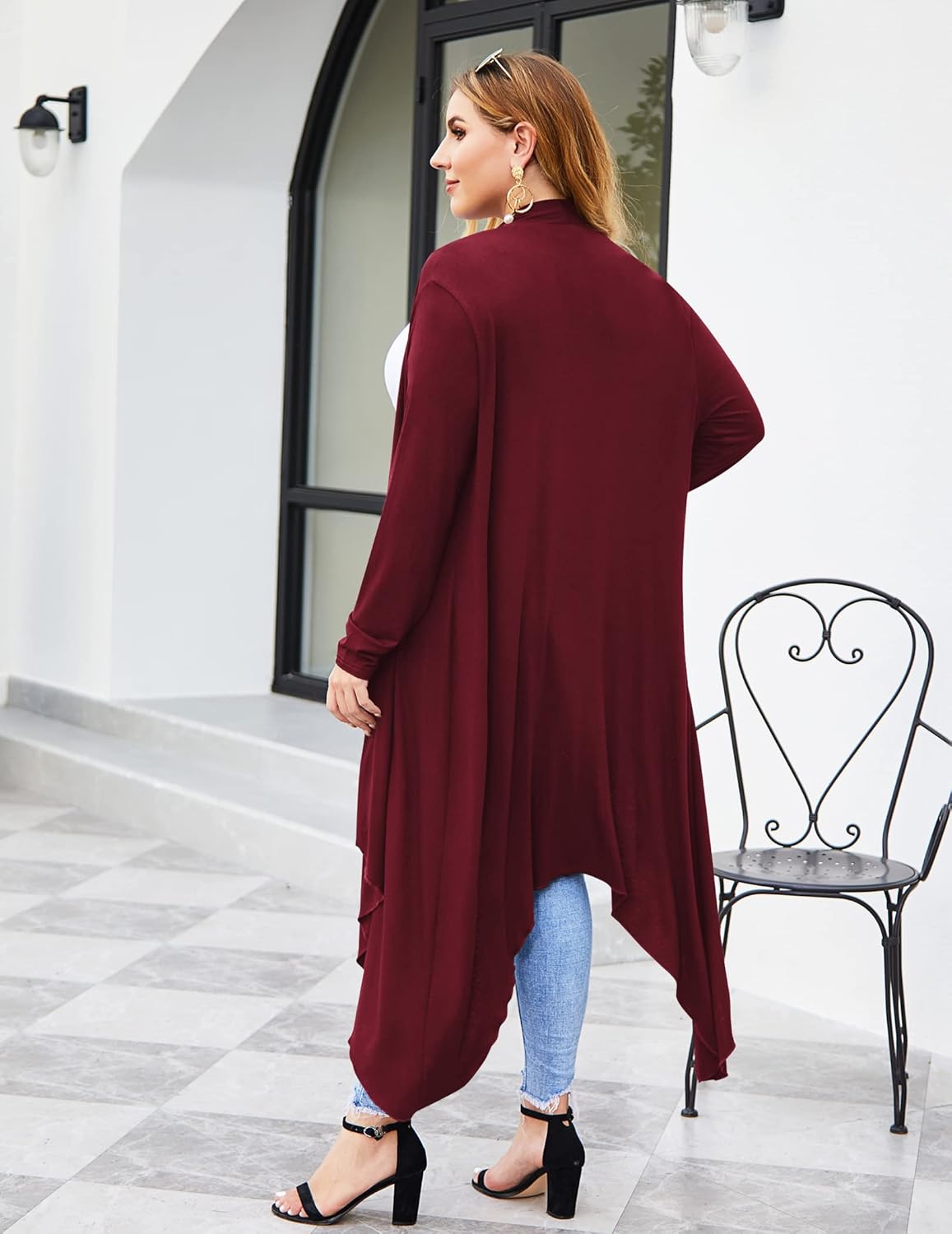 IN'VOLAND Women's Plus Size Cardigan Long Sleeve Open Front Drape Cardigans Lightweight Long Duster(L-5XL) - Image 4