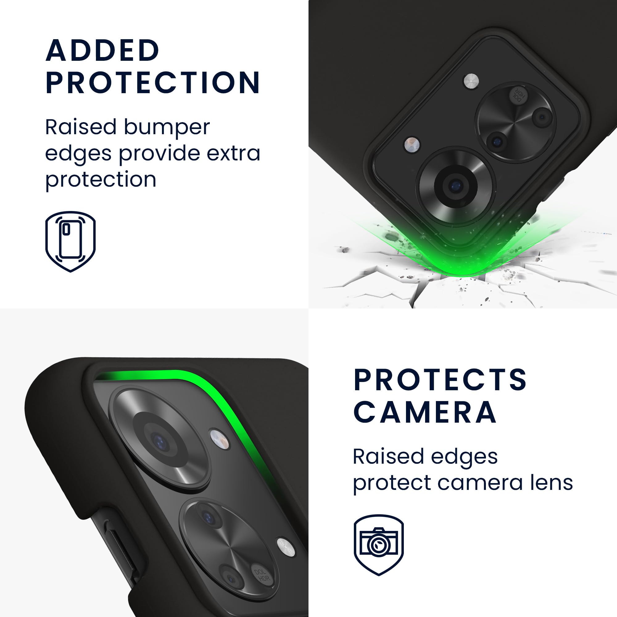 kwmobile Case for OnePlus Nord 2T 5G Case - Soft Cover - Shockproof Silicone - Wireless Charging Black Matte - Image 3
