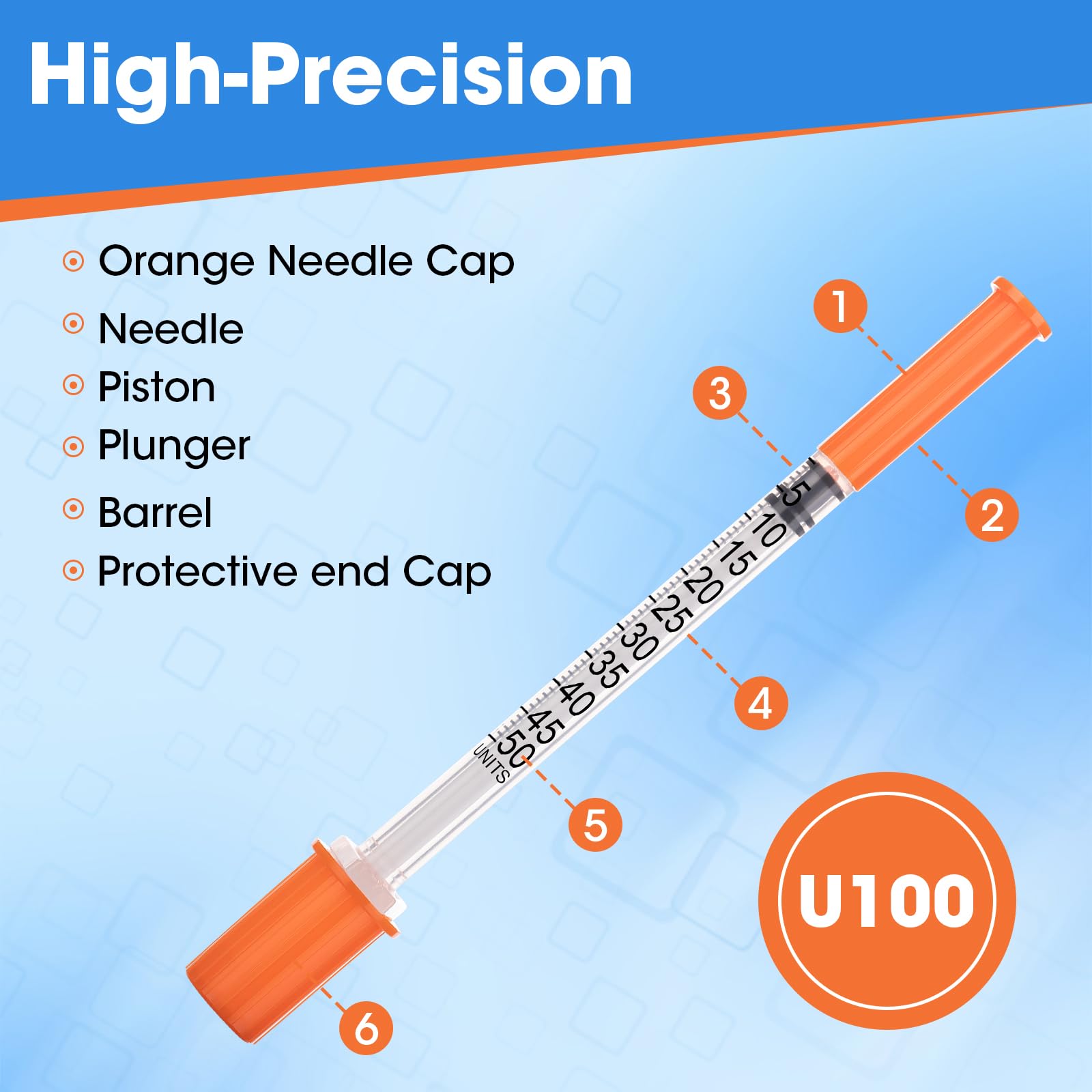 (U-100)-1/2ML 32 Ga Syringes 5/16 Inch (8mm) 0.5ml/cc, Pack of 100 — Amazon image 3