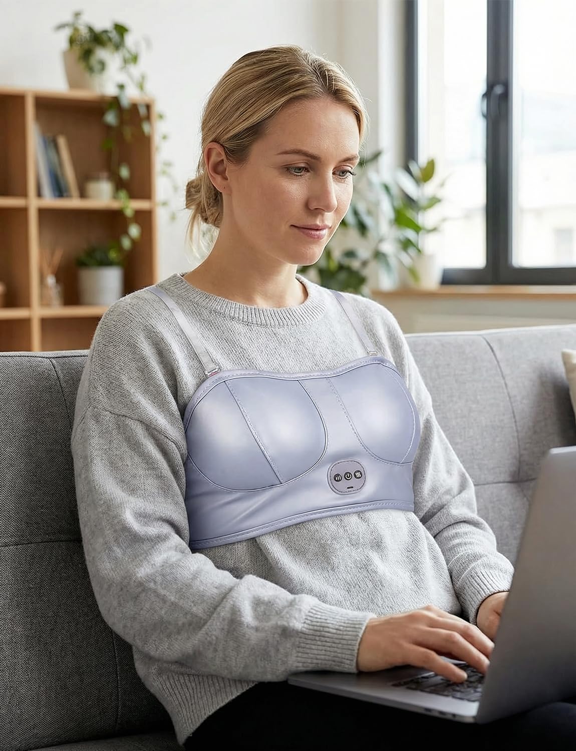 Sujetador De Masaje para El Pecho, Dispositivo EléCtrico De VibracióN, Mejora Y Cuidado Mamario para Mujeres