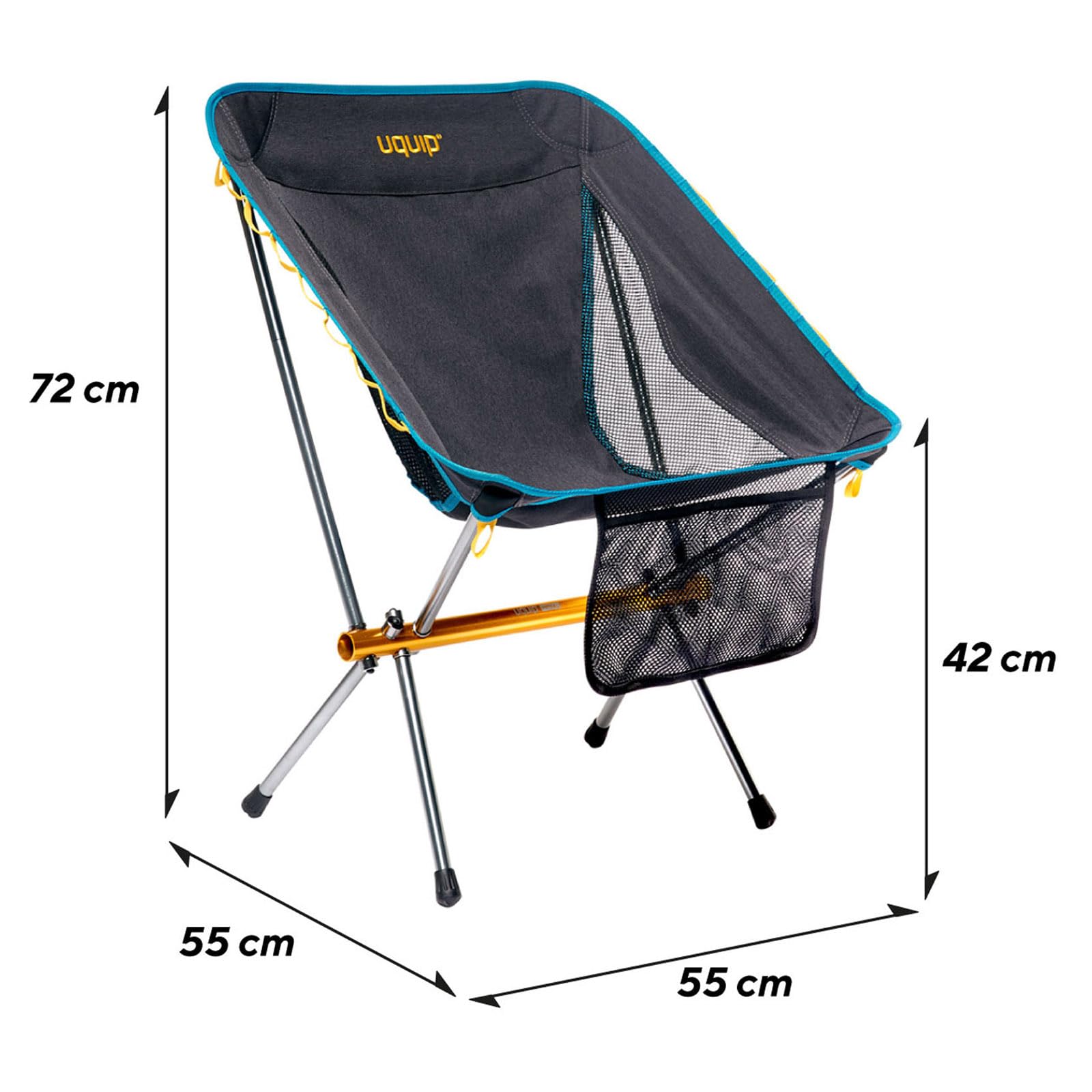Uquip Chaise de camping Infinity I Chaise pliante ultra légère avec capacité de charge de 120 kg I Chaise pliante compacte en aluminium I Chaise d'extérieur portable pour le camping, la randonnée, les