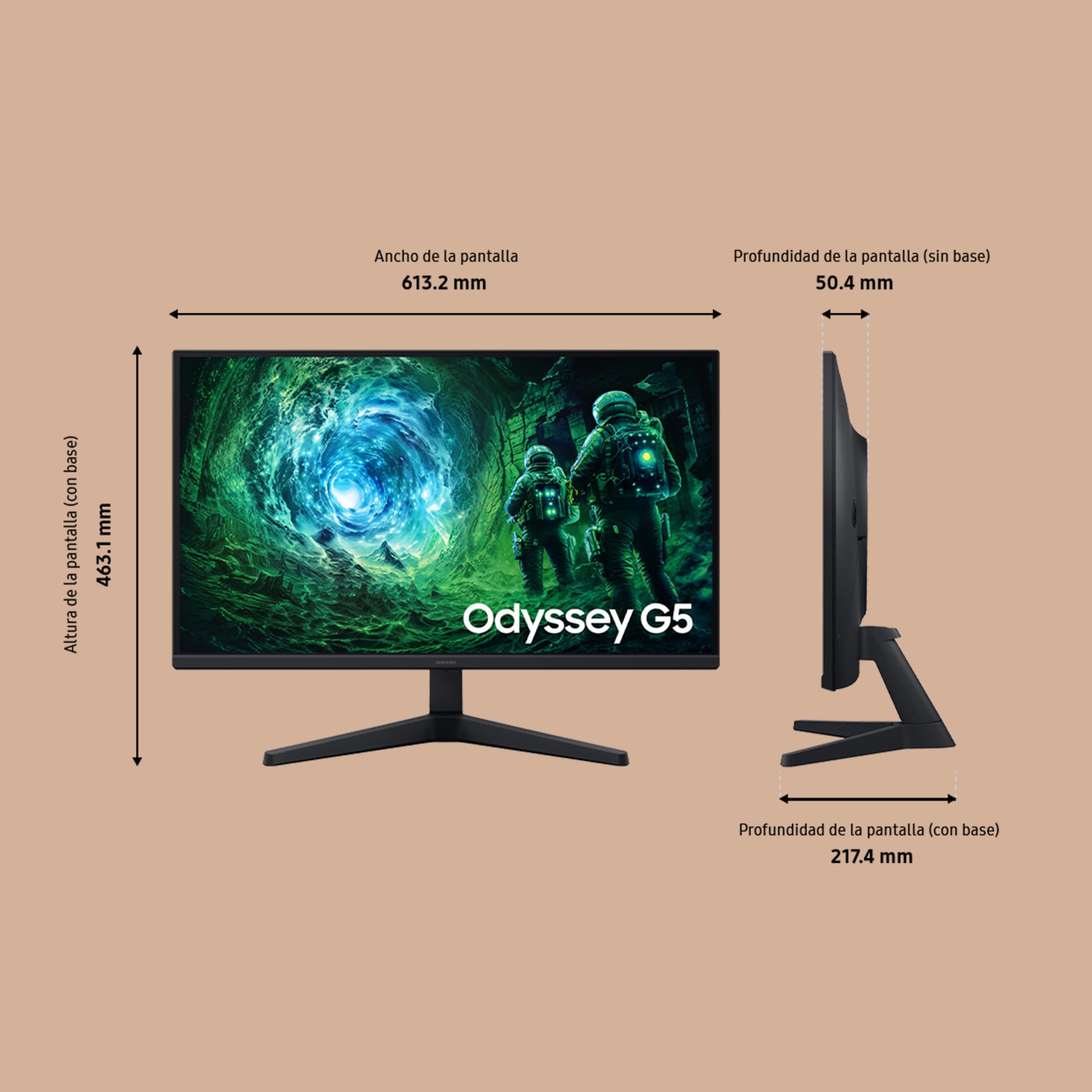 Samsung LS27FG530EUXEN- Monitor Gaming Odyssey G5 de 27" QHD (2560 x 1440 16:9, 200Hz, 1ms, Panel IPS, HDR10, AMD FreeSync Premium, Black Equalizer), Negro, Versión 2025