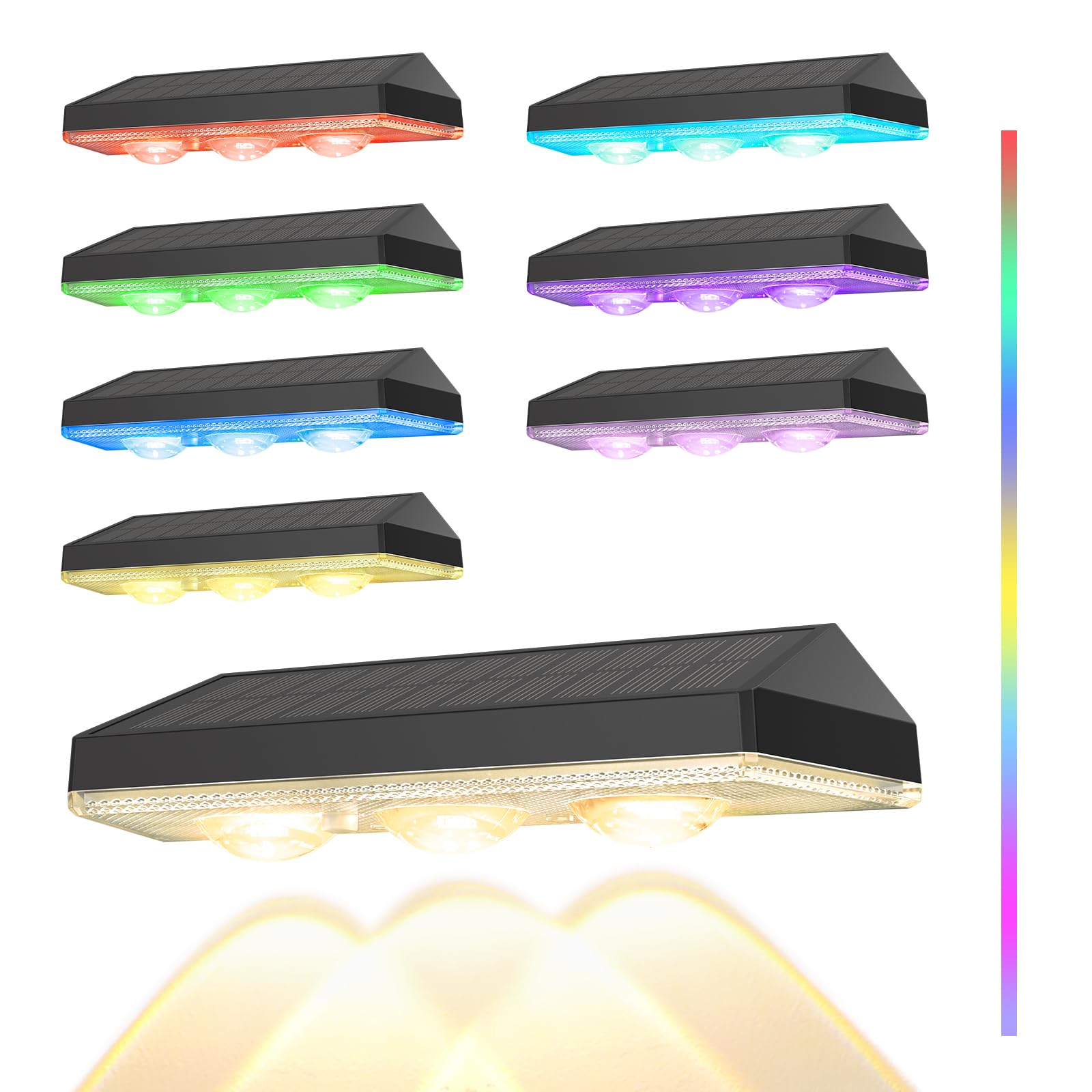 Soiarllt Solar Wandleuchten für Außen mit 3 LEDs, 9-Modi RGB Solar Zaunleuchten, IP65 Wasserdicht, Monokristallin, Solarlampen für Außen Wand Zaun Balkon Garten Garage und Terrasse