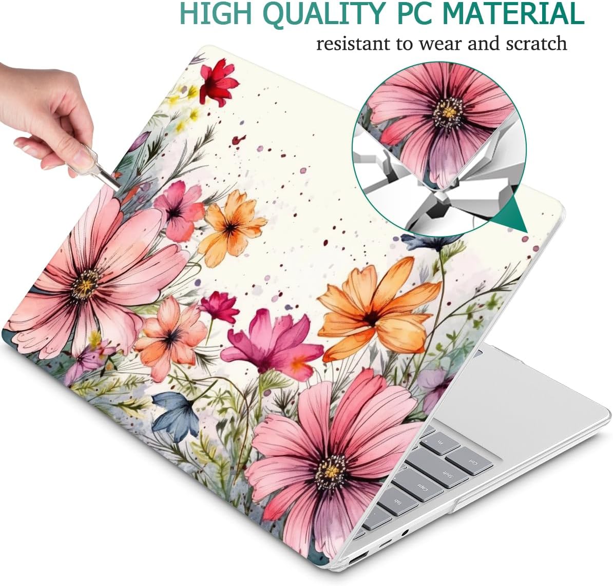 Mektron 2023 Microsoft Surface Laptop GO 3 Case 12.4" Compatible with Go 2/1 Laptop Cover 2022-2020 Releases Model 1943/2013 Plastic Hard Shell Case with Screen Protector, Colorful Floral image 5 of 7 B0CPSSWVGD