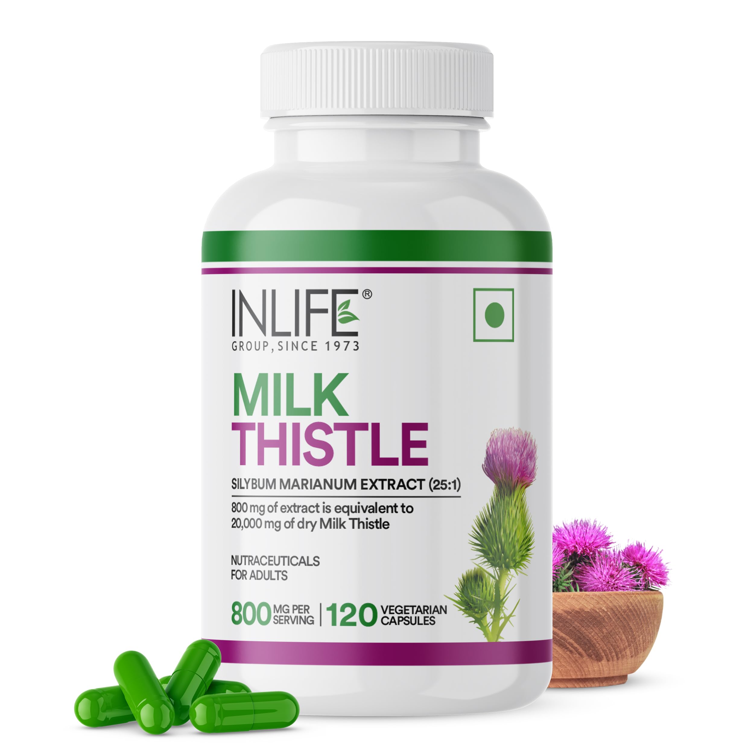INLIFE Milk Thistle Extract 800mg | 80% Silymarin Liver Support Supplement - 120 Vegetarian Capsules (B0DB1KWPSM) Amazon Price History, Amazon Price Tracker