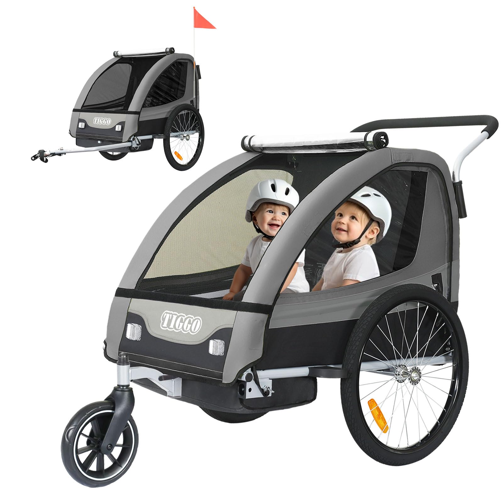 Tiggo Kinderanhänger Jogger 2 in 1 Kinderfahrradanhänger Fahrradanhänger Anhänger 50402