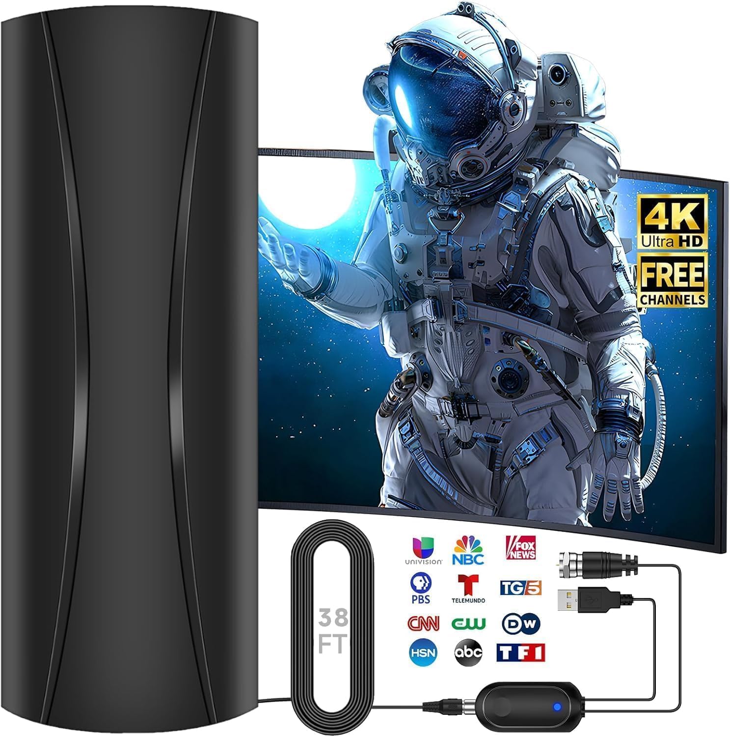 Tegnat 3600+ Miles Range TV Antenna Indoor Outdoor - 2026 Digital HDTV with 360° Reception, 8K 4K 1080p, 38ft Cable