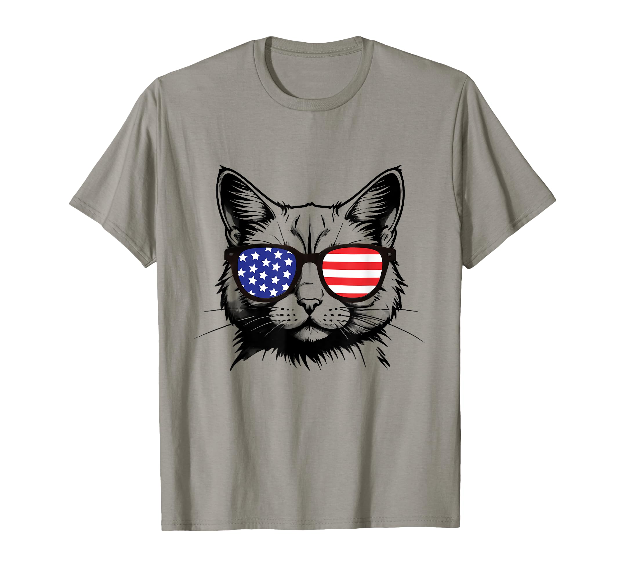 meowica cat Sunglasses american flag 4th of july T-Shirt