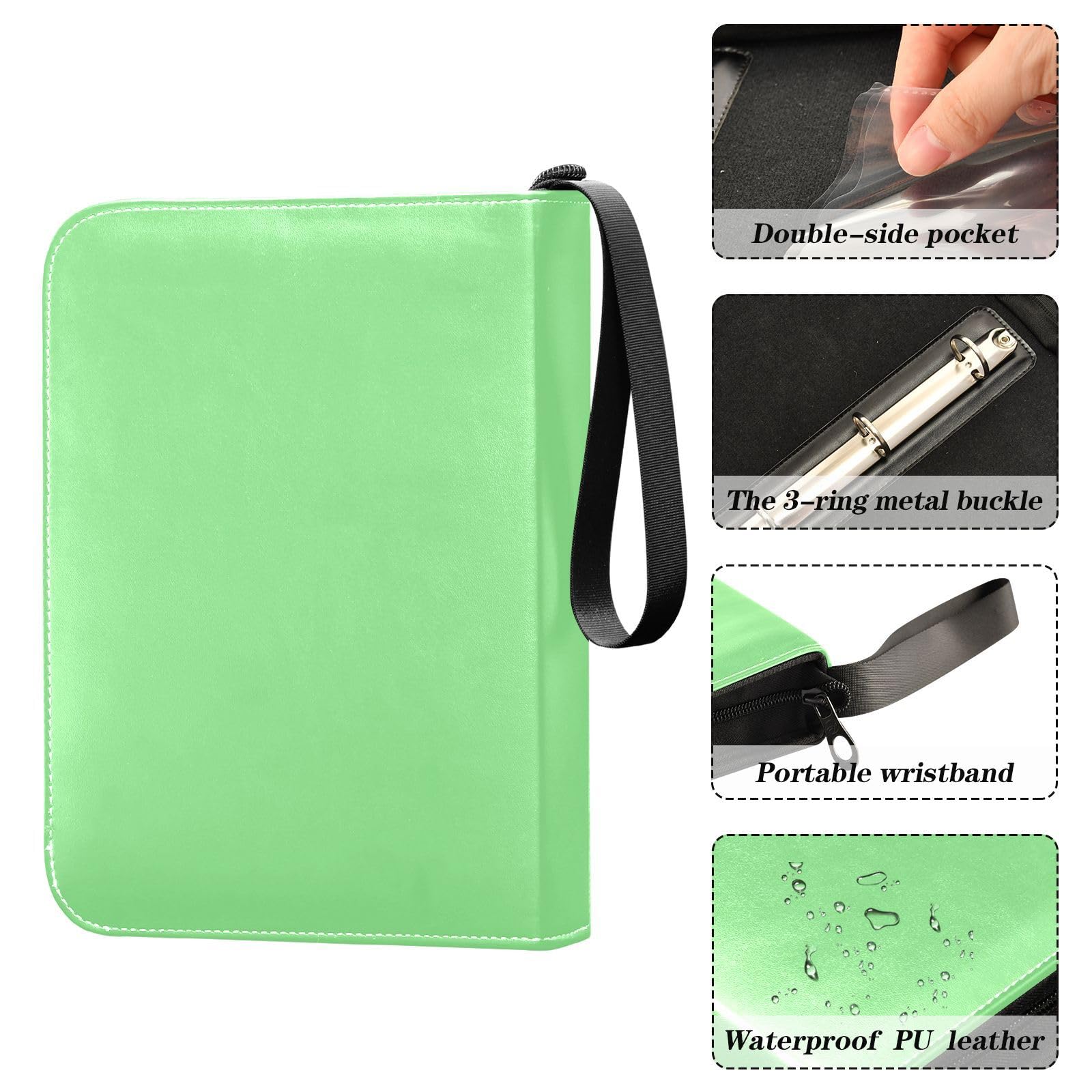 Amazon.com: Light Green Card Binders Card Storage Album with Zipper Trading Card  Binder : Toys & Games