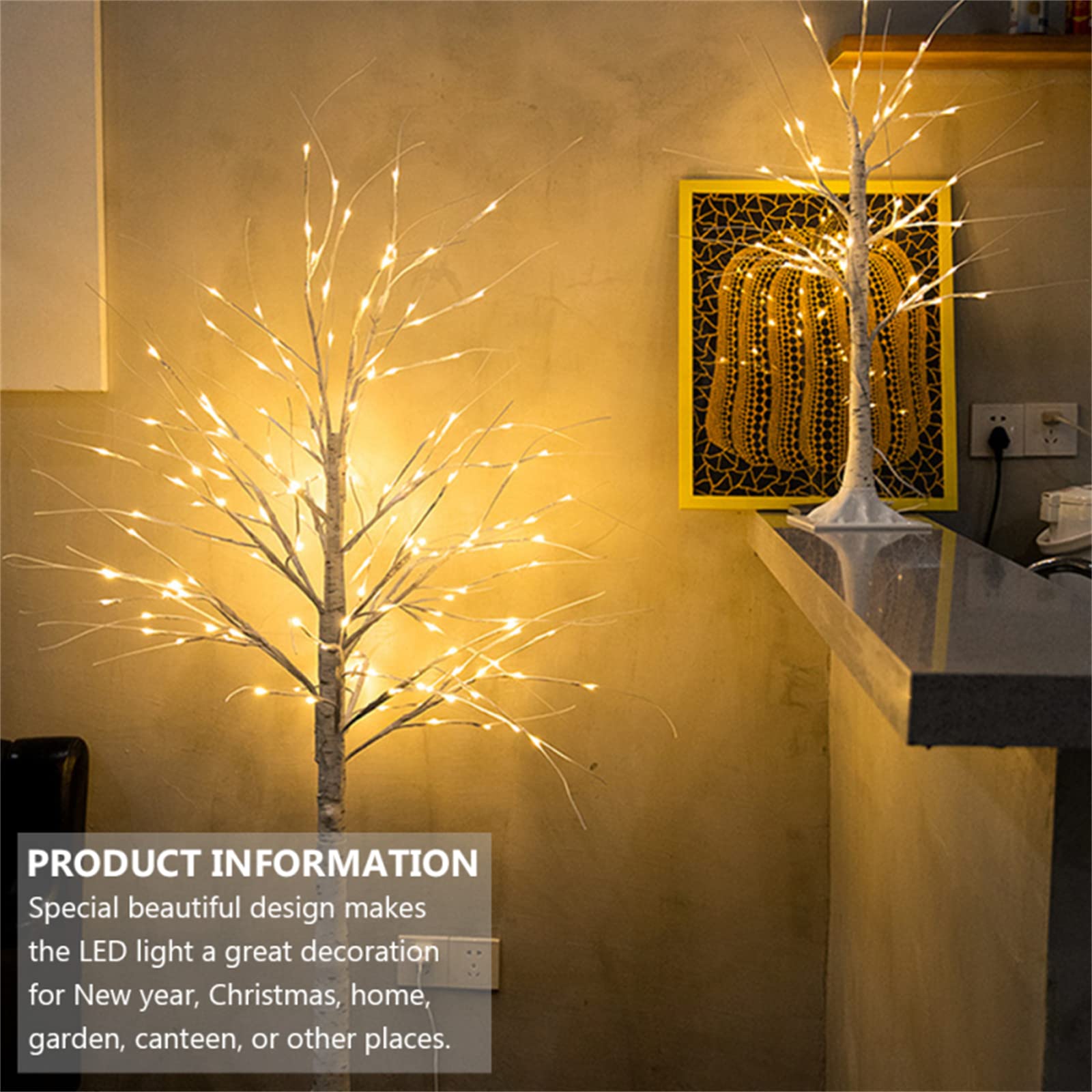 Luz de Árbol de Abedul LED Decoración de Habitación Luz de Noche Día de Año Nuevo