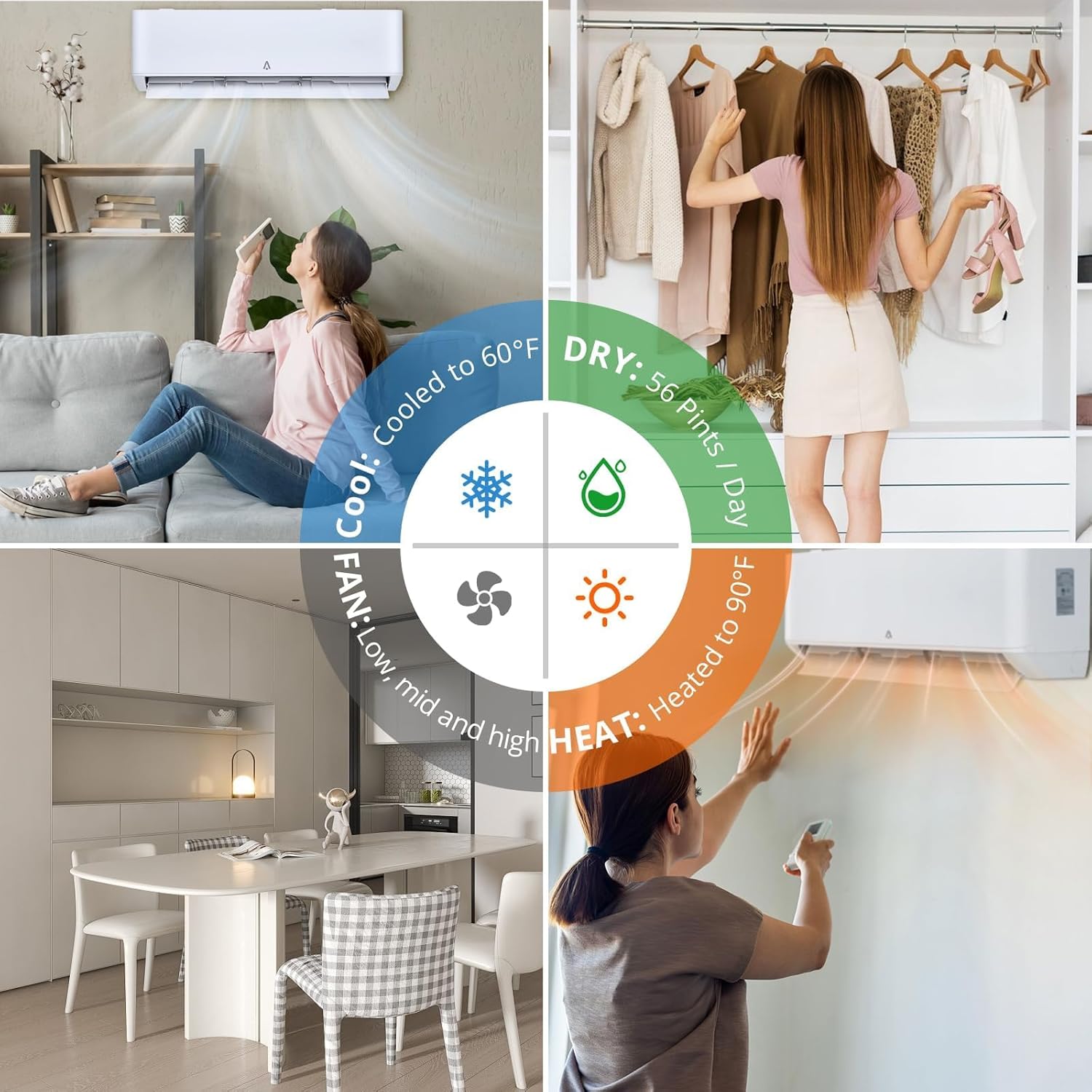 24,000 BTU Mini Split AC & Heat Pump, 21 SEER2, Ultra-Quiet 208-230V Ductless System with WiFi & Alexa Control, Cools/Heats Up to 1,500 Sq.ft, Easy Installation Kit Included