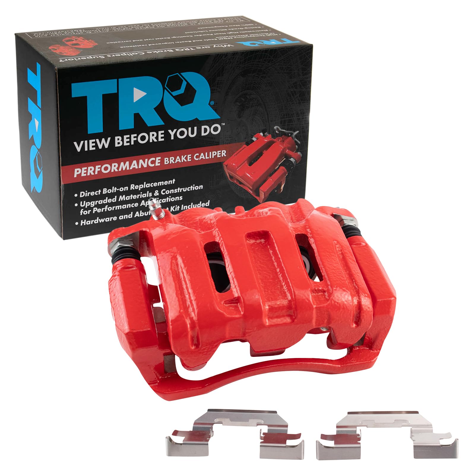TRQ Front Right Brake Caliper w/Bracket Performance Red Passenger Side