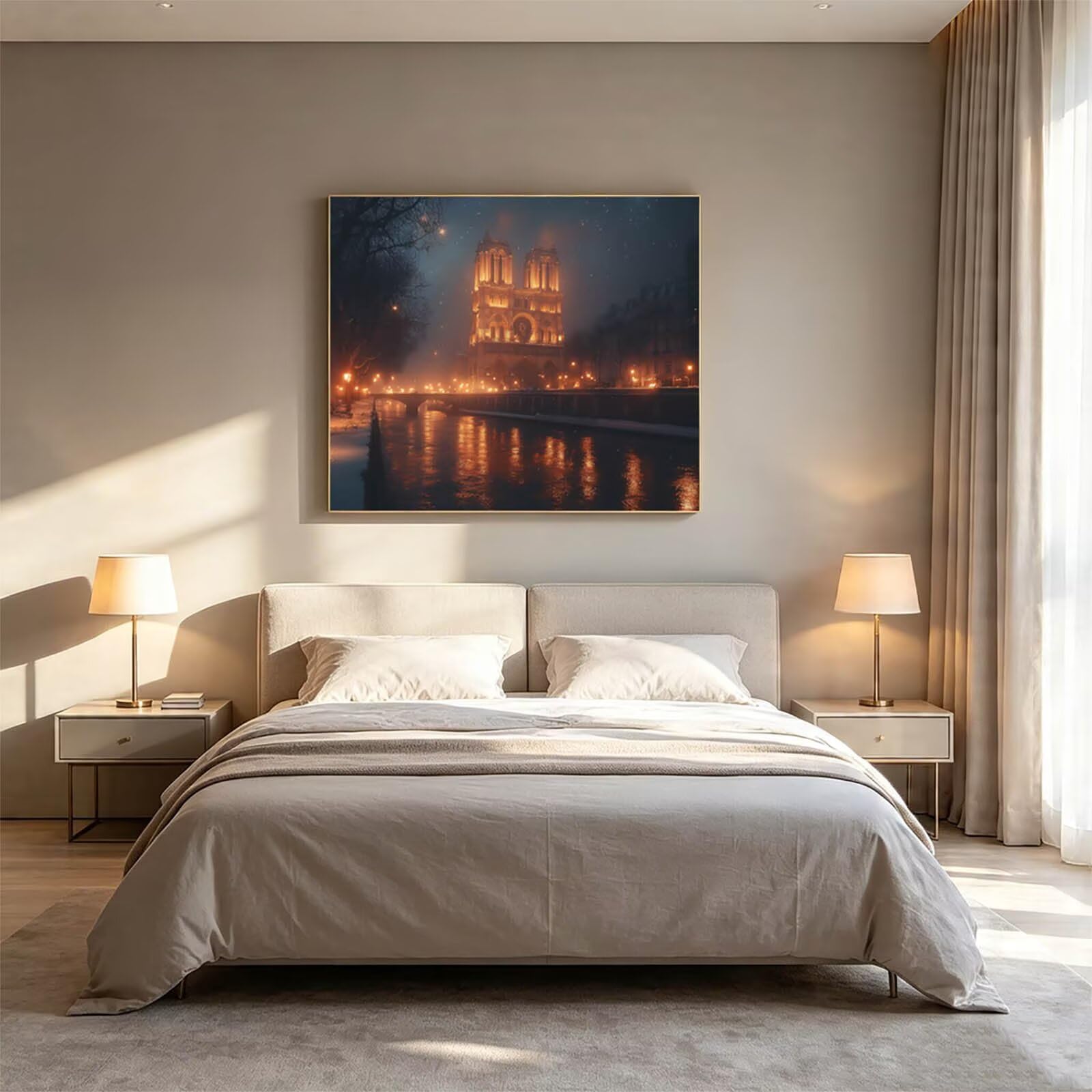 Dipingere con i Numeri Adulti Vista Notturna Tele 100x135cm ZSHS-4291 | Kit Pittura Hobby Creativi Adulti con Colori Acrilici Pennello Paittura Tela Colorata Città per Quadri Moderni Soggiorno