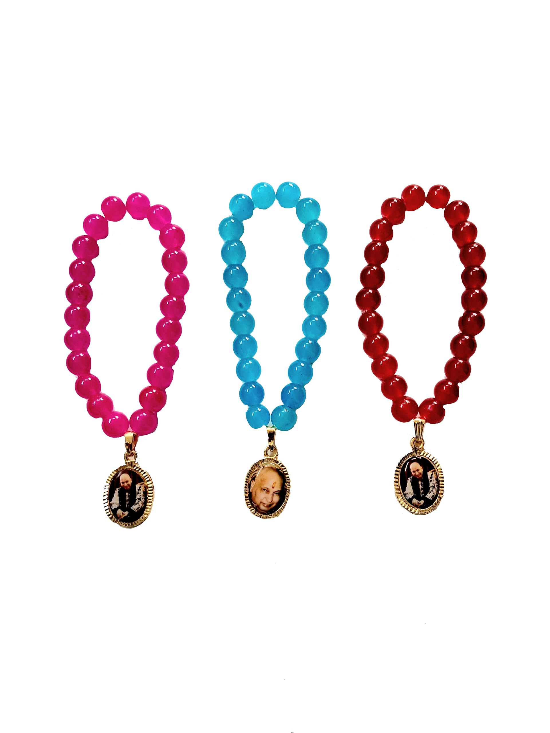 Aish N Bless (Pack of 3) Guru Ji Swaroop/Photo Blue, Red & Pink Bracelets For Women and Girls (B0B9KZQFJ9) Amazon Price History, Amazon Price Tracker