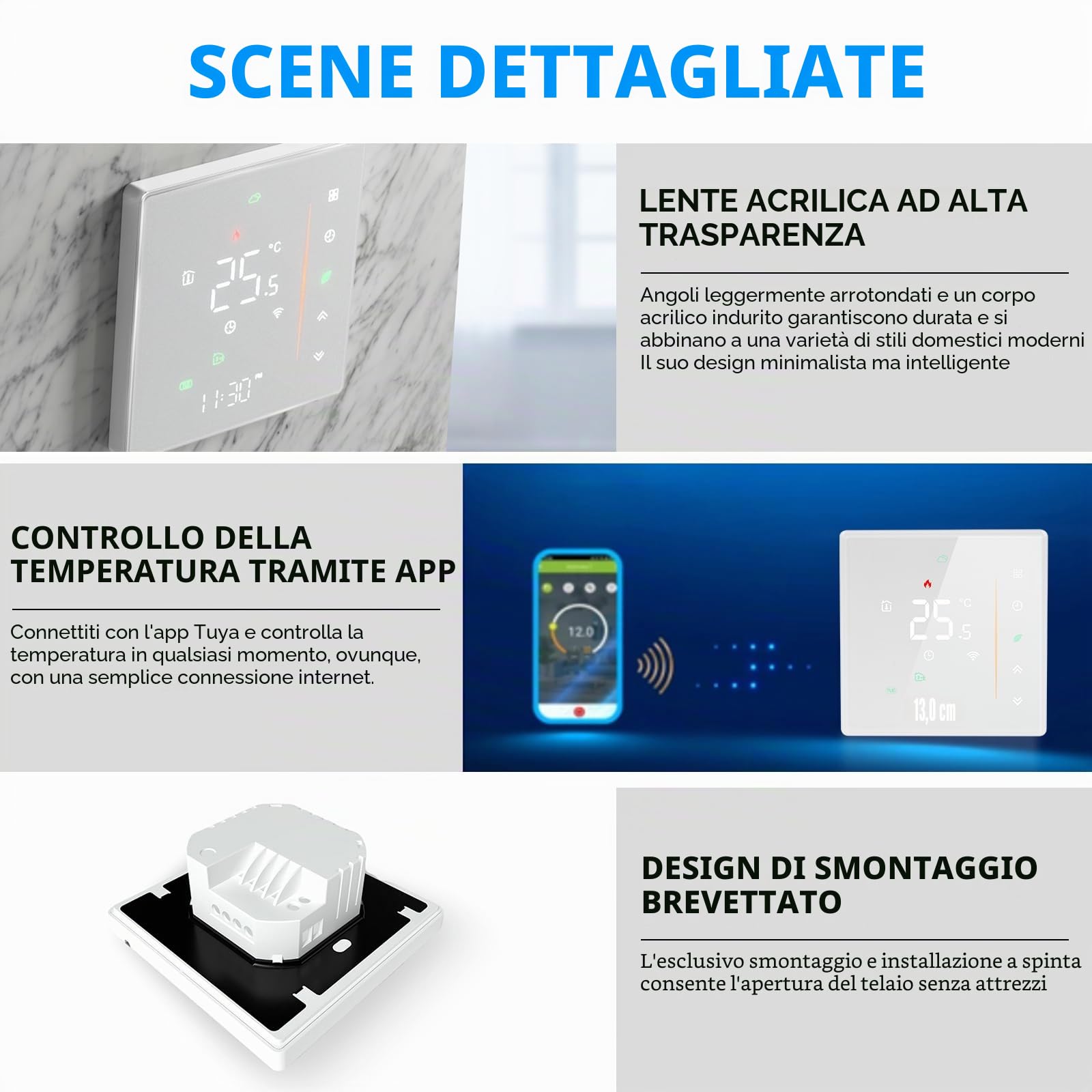 Jadeshay Termostato Caldaia WiFi Termostato Digitale Programmabile 5+1+1 Giorni con Schermo LCD Contatto Pulito 5A 230V Compatibile con Alexa e Google Home Controllo Remoto tramite Smart Life