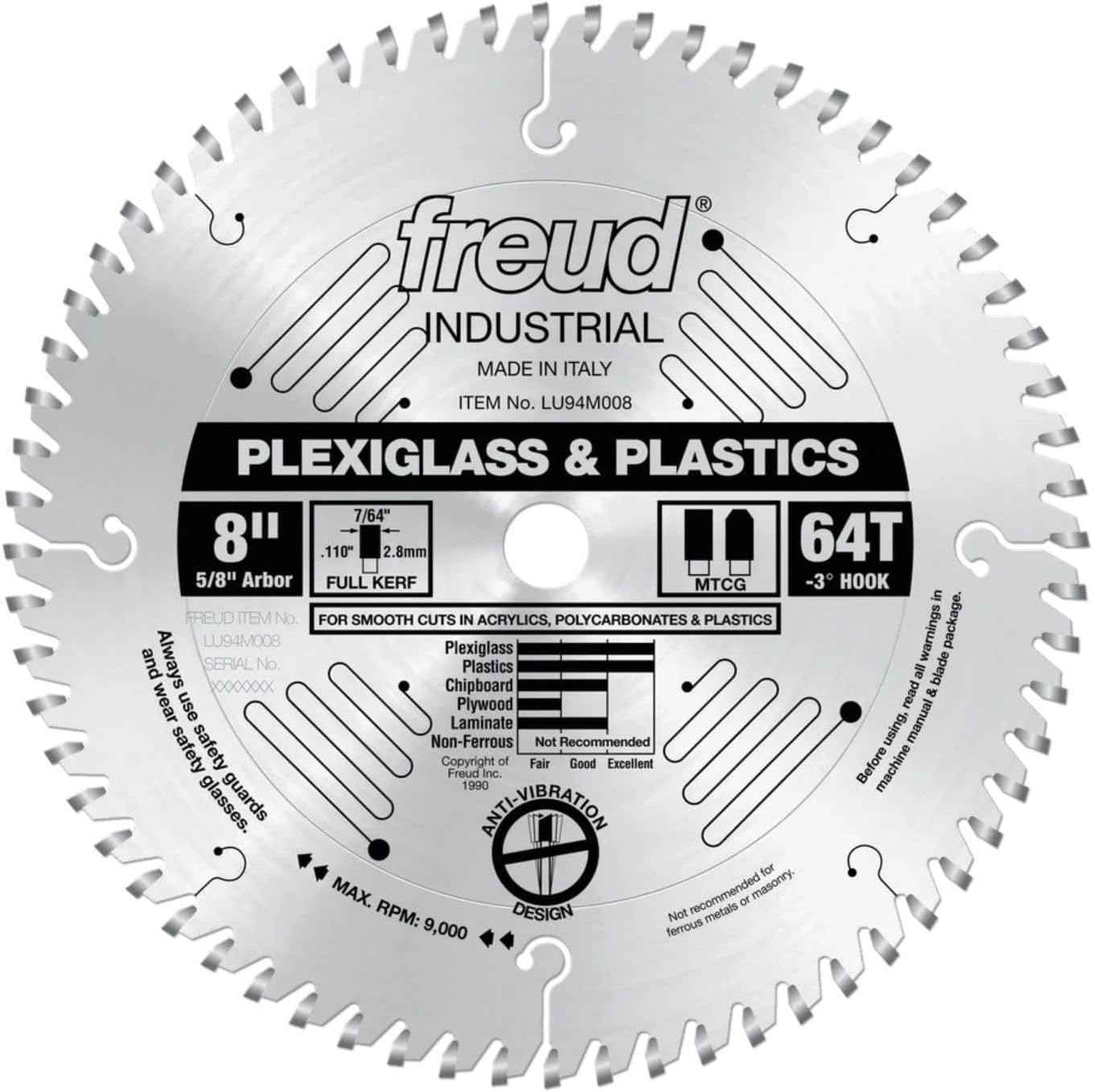 Freud LU94M008: 8" x 64T Plastic Blade