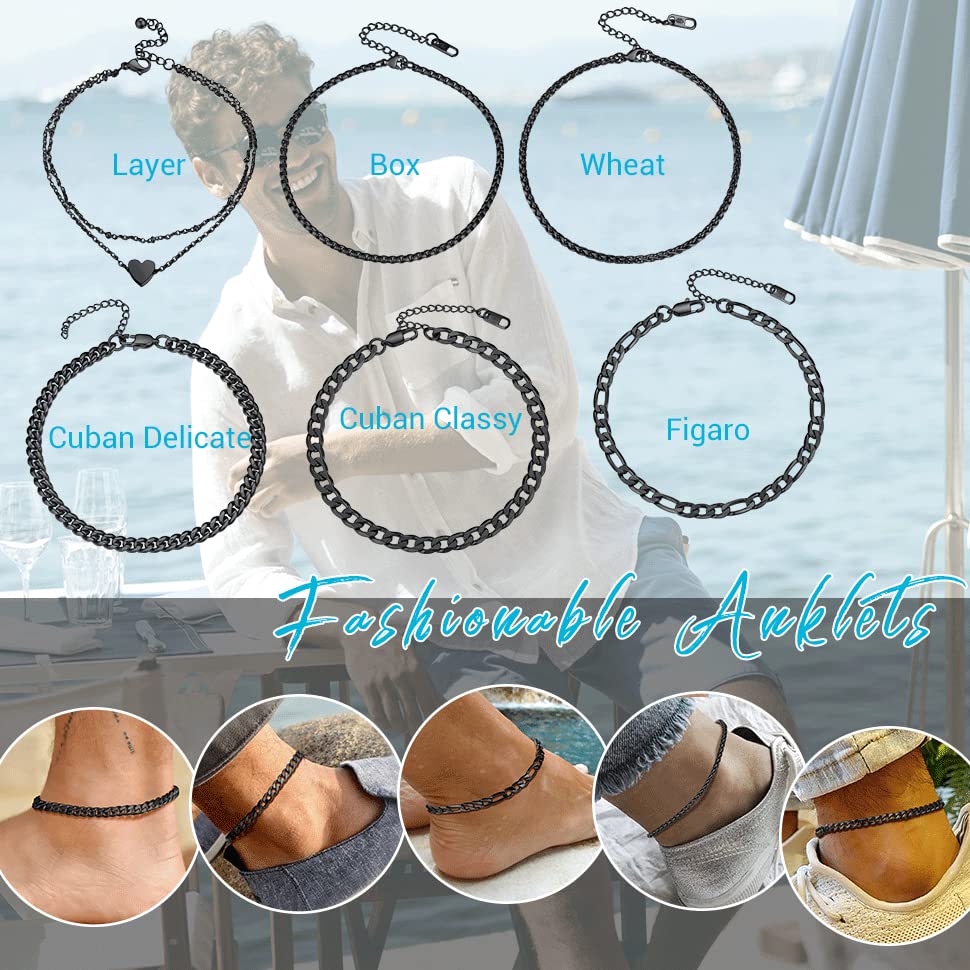 PROSTEEL Stainless Steel Chain Anklets for Women, Silver/Gold Tone, Ankle Bracelets Hypoallergenic, 8-10.5 Inch Adjustable, Come with Box2