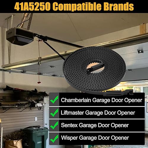 Miniatura 6 de Cinturón 41A5250, repuesto para cinturón de puerta de garaje de 237 pulgadas para puertas de garaje de 7 pies de alto, correa de transmisión de