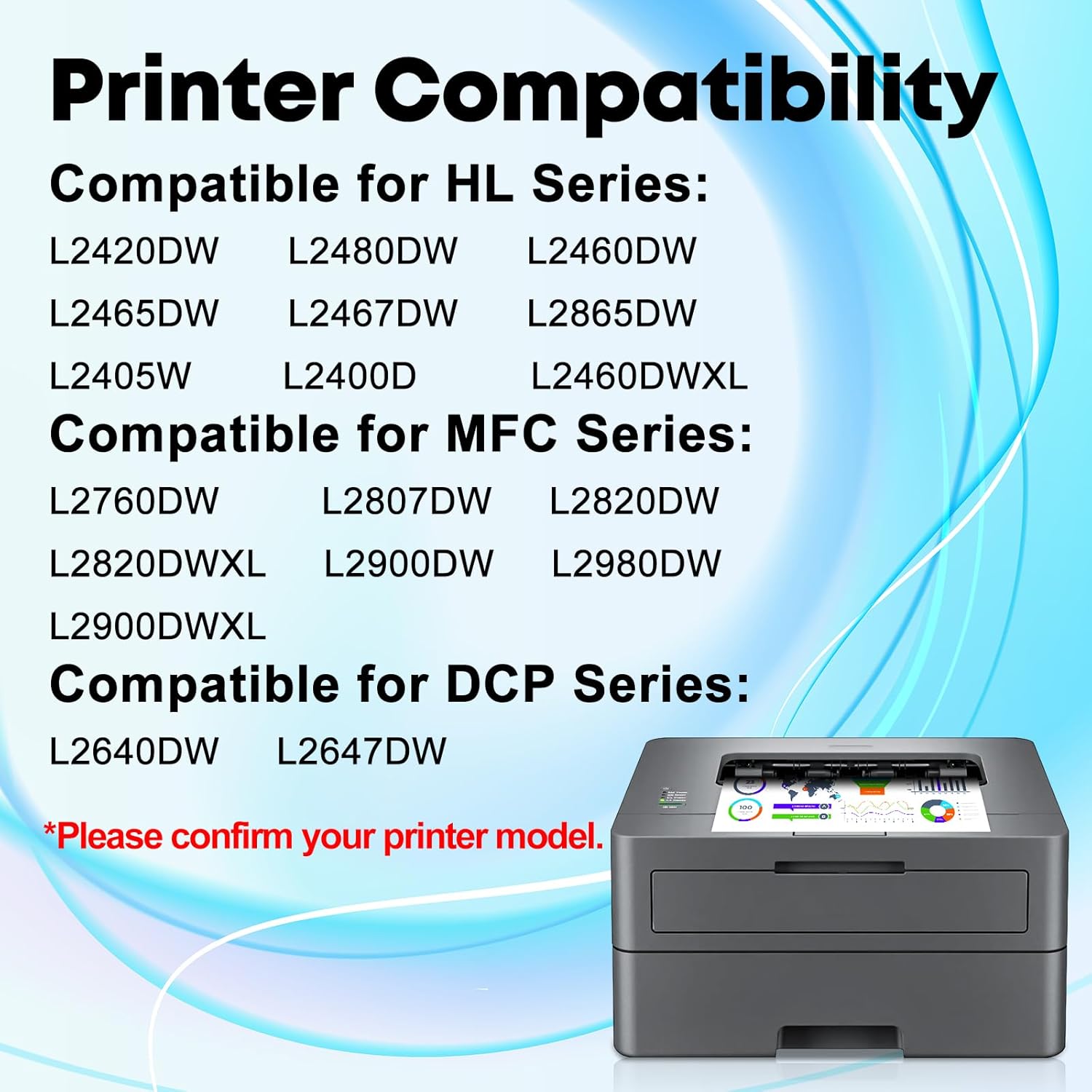 Miss Deer TN830XL TN830 Toner Cartridge, Replacement for Brother TN830XL TN830 XL/V/R, High Yield for DCP-L2640DW HL-L2460DW L2480DW MFC-L2820DW XL HL-L2405W HL-L2400D 2465DW Printer, 4Pack