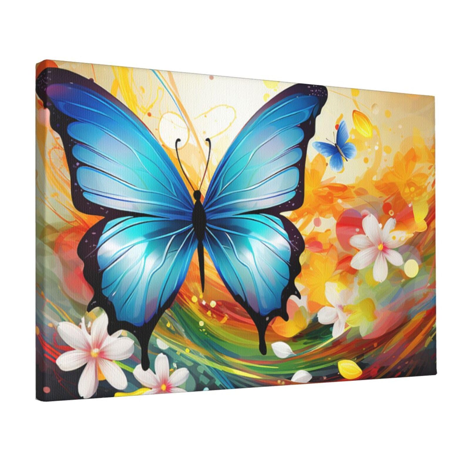 Canvas Wall Art for Living Room Wall Decor 12"x18" Modern Artwork Painting Pictures Hanging Canvas Prints Colorful with butterfly Aesthetic Wall Art for Bedroom Bathroom Office Wallart Decor