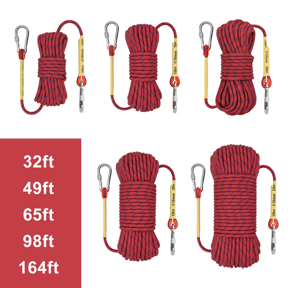 Rock Climbing Rope, 32ft 49ft 65ft 98ft 164ft 10mm