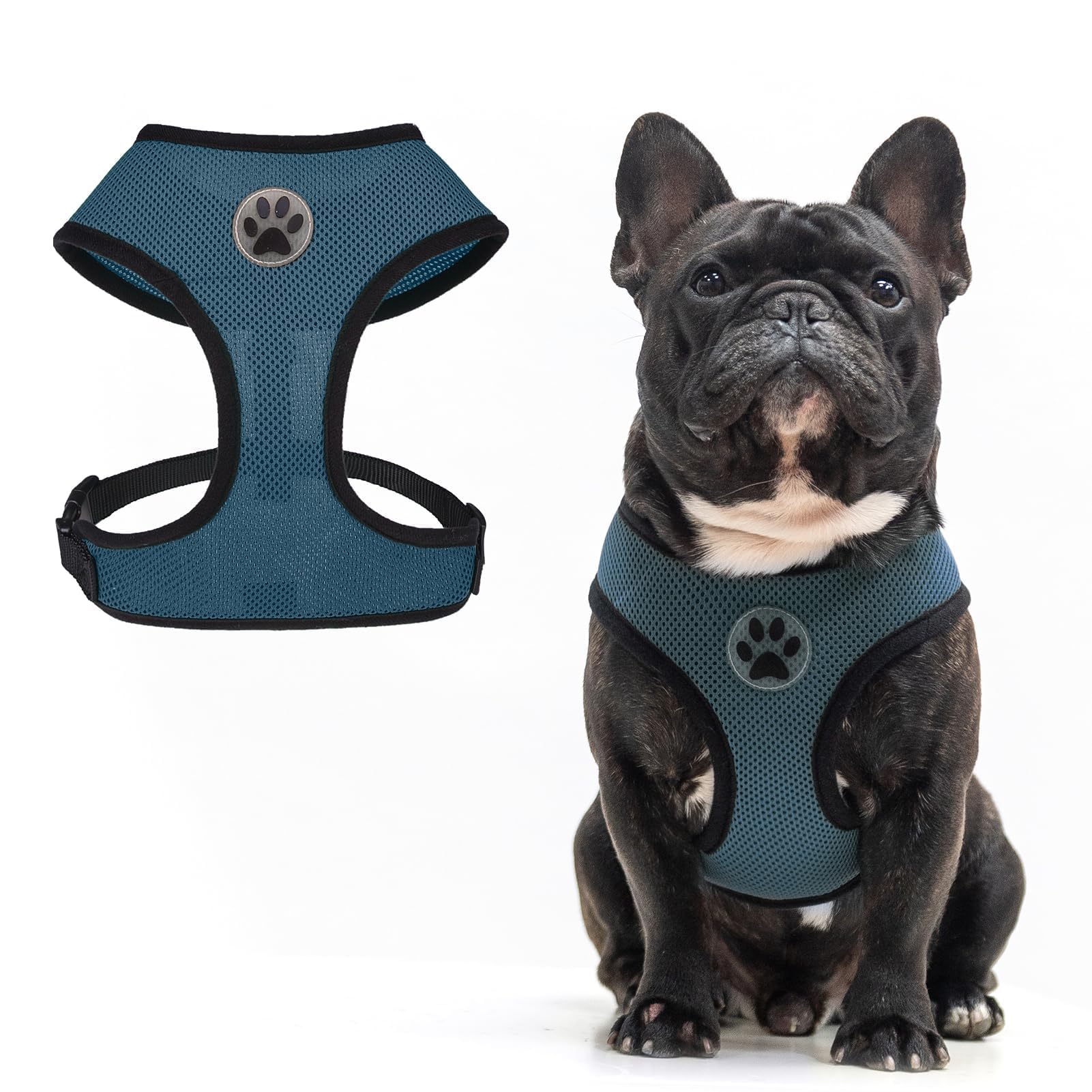 BINGPET No Pull Dog Harness,Soft Mesh Breathable All Weather Vest Harness,Safety Protection Design Durable Adjustable Step-in Easy Walk Dog Harness for Small Medium Large Dogs(DarkBlue,L)