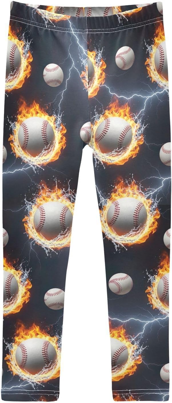 GAIREG Girls Activewear Leggings Baseballs Splashes Water Flames