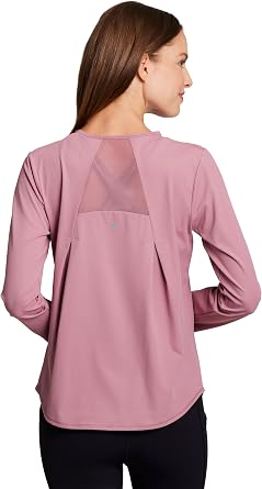 RBX Active Womens Long Sleeve Ventilated Mesh Lightweight Running Workout Crewneck T-Shirt
