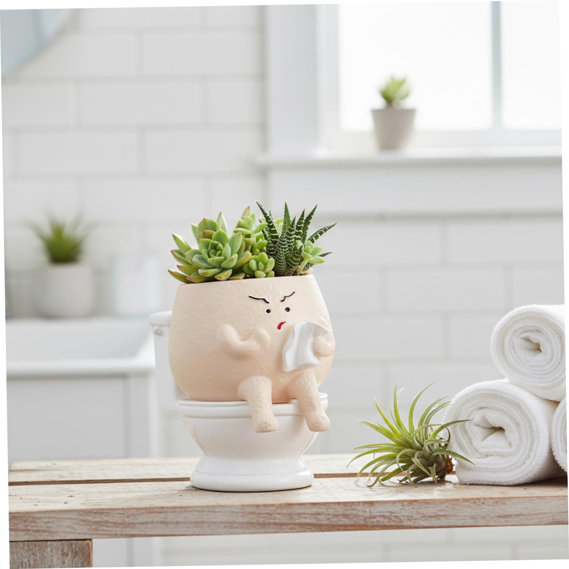 Pot de jardinière toilettes drôle pour égayer votre bureau cet été
