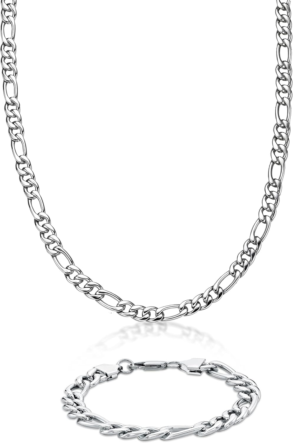 Stephanie Imports Stainless Steel Curb Chain 22" Necklace and 9" Bracelet Box Set
