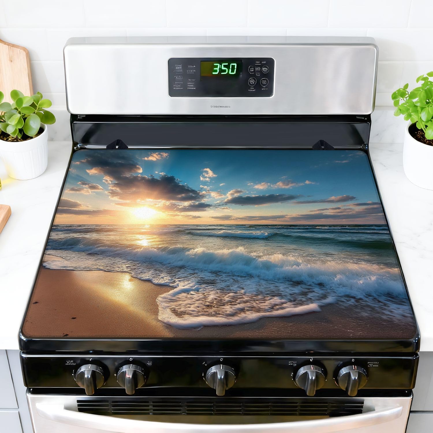 Stove Top Covers for Electric Stove Beautiful sea Glass Cooktop Burner Covers Heat Resistant Protector Kitchen Decor Keep Stove Clean 28''x20''