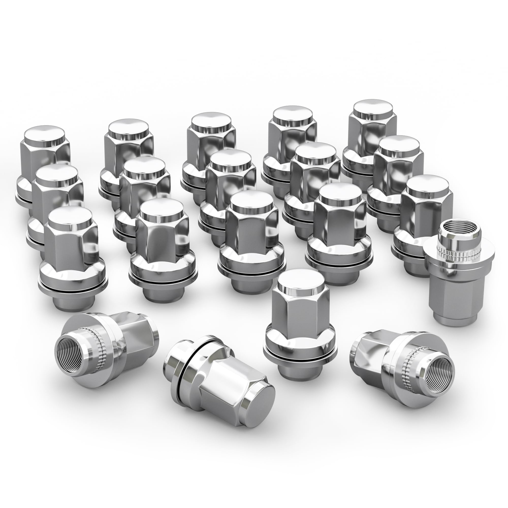 20PCS 14x1.5 Lug Nuts, M14x1.5 OEM Factory Mag Washer Style Chrome