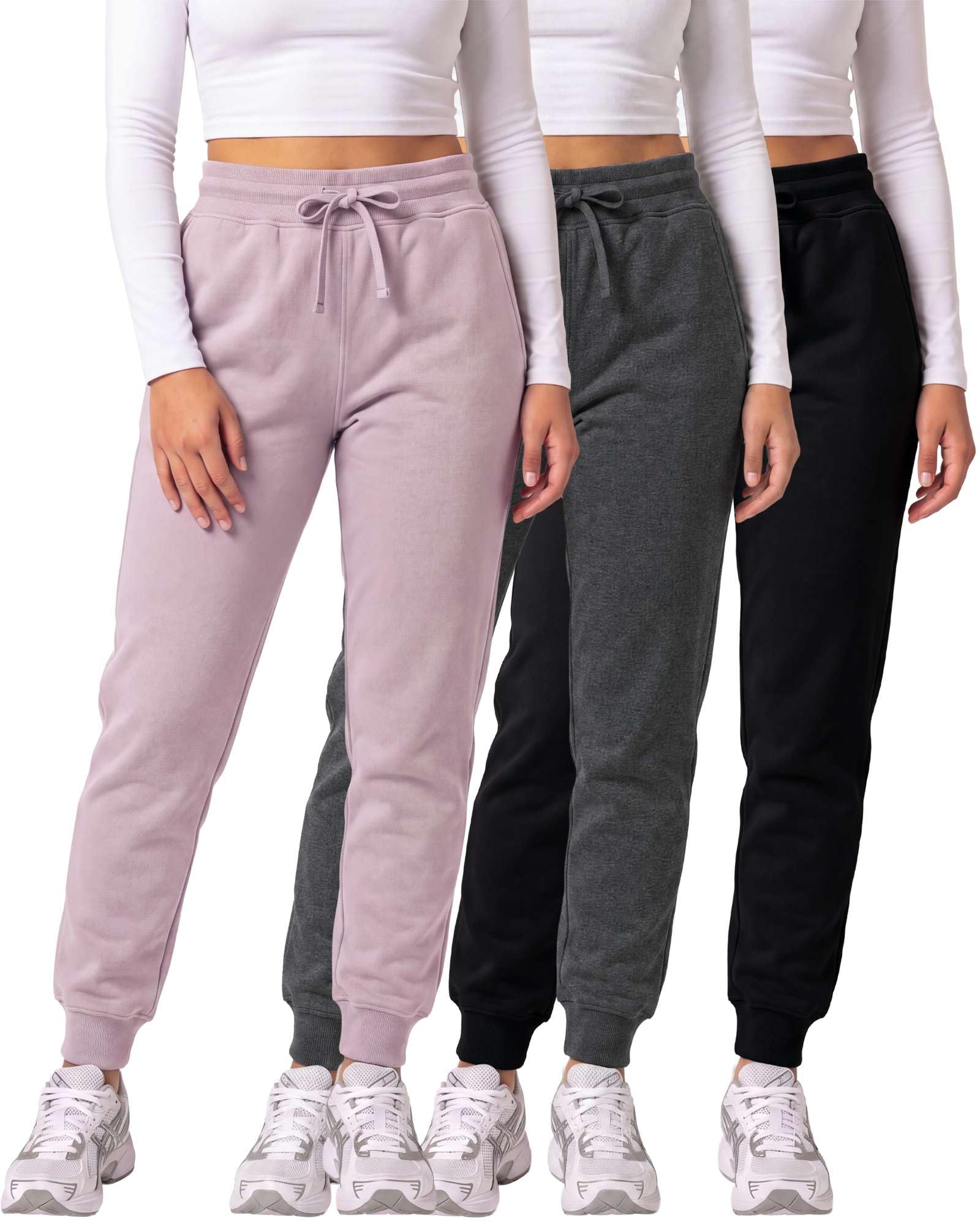 3 Pack Women's Fleece Joggers Sweatpants Lounge Pants Sweats Casual Pockets