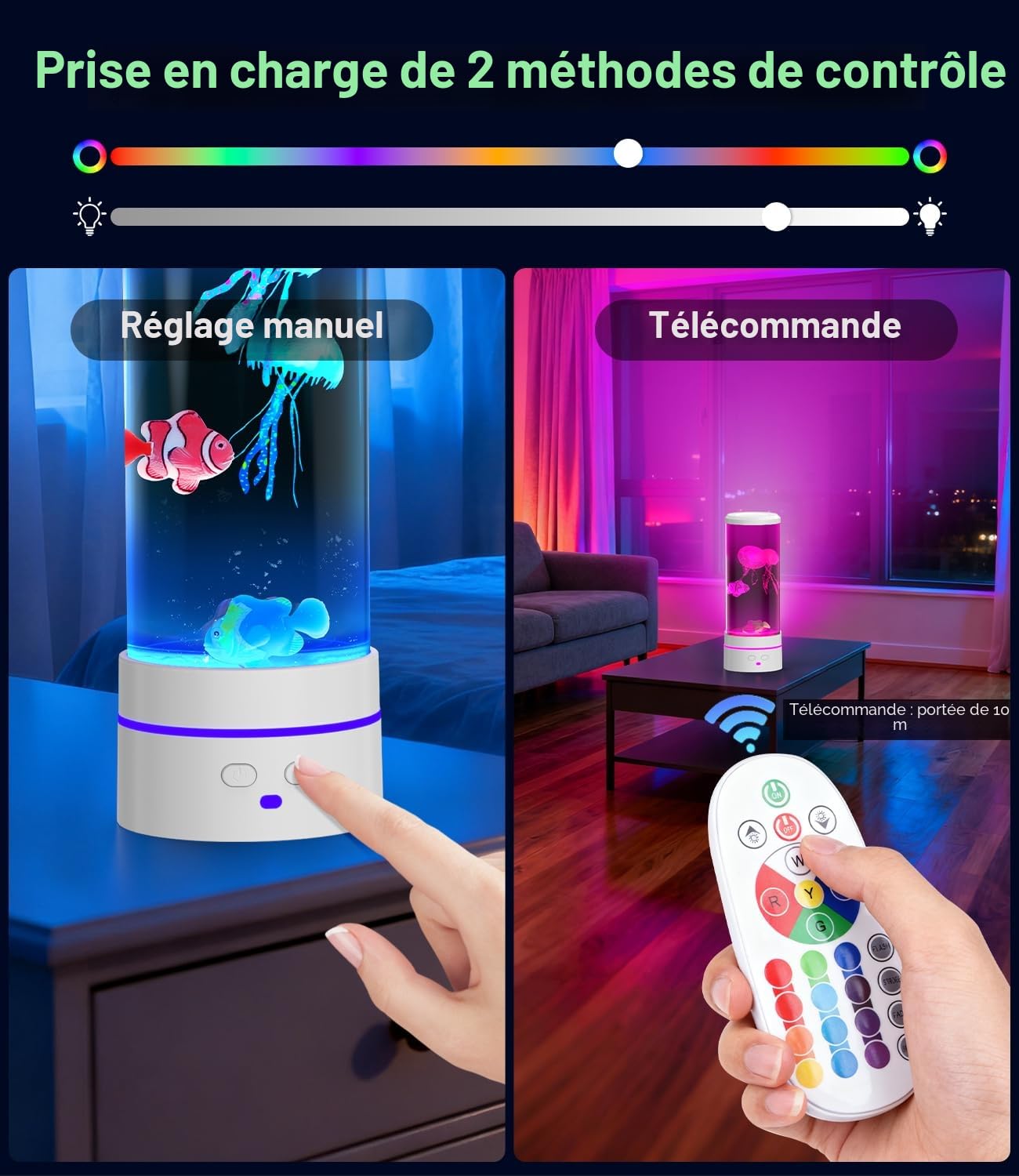 Lampe Méduse Télécommande 28cm - 17 Couleurs RGB, Mode Changement Auto, Veilleuse Enfant Adulte, Lampe à Lave Bubble Magique pour Chambre, Nursery & Détente